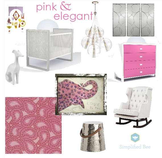 modern pink nursery design board