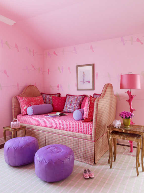 pink upholstered daybed girls bedroom - Simplified BeeSimplified Bee