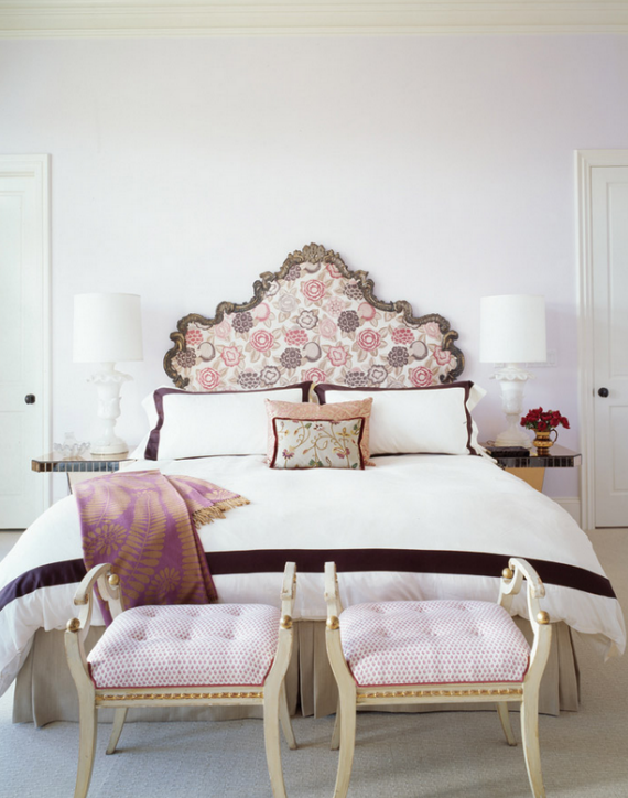 upholstered headboard with floral print