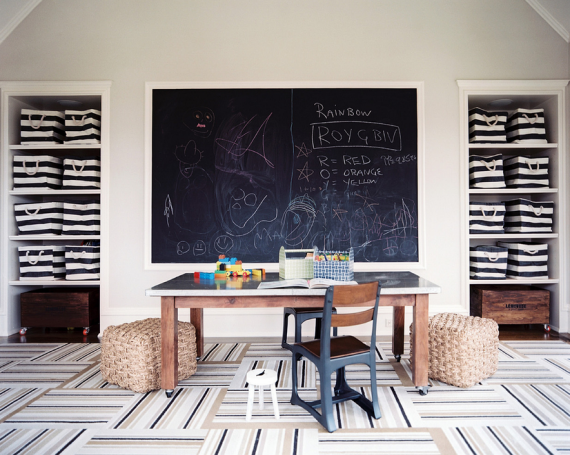 black and white playroom