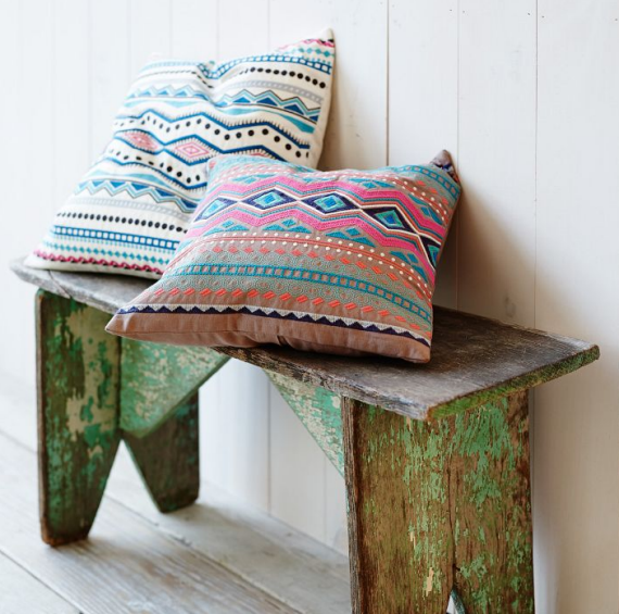 chic embroidered throw pillows