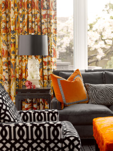 foo dog lamp in contemporary living room