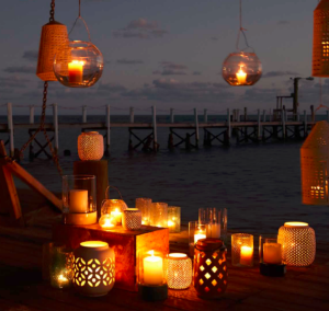 hanging laterns at night