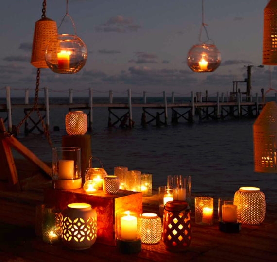 hanging laterns at night