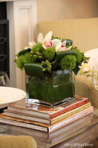 orchid floral arrangement for bridal shower