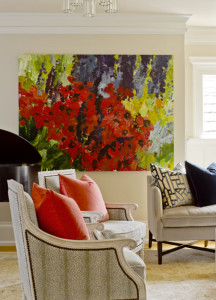 traditinal living room with large artwork