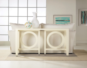 white geometric console table