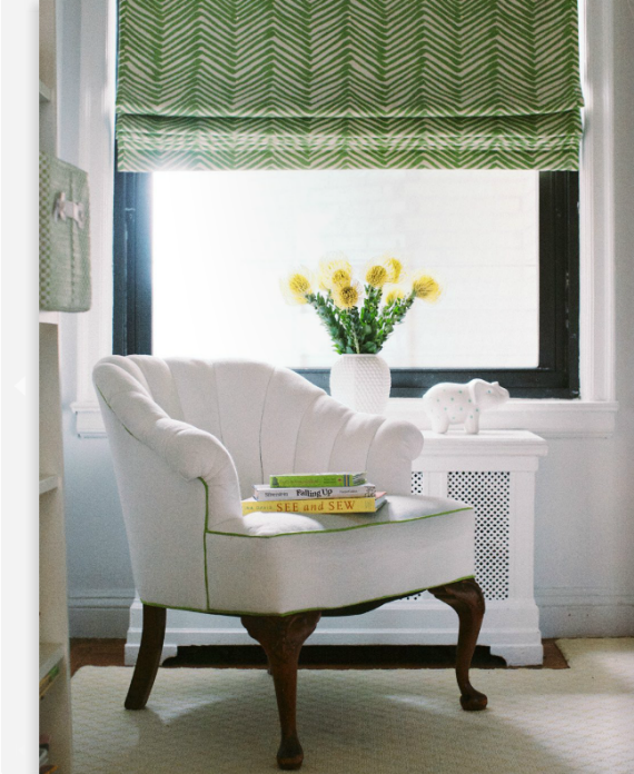 green white chevron roman shade
