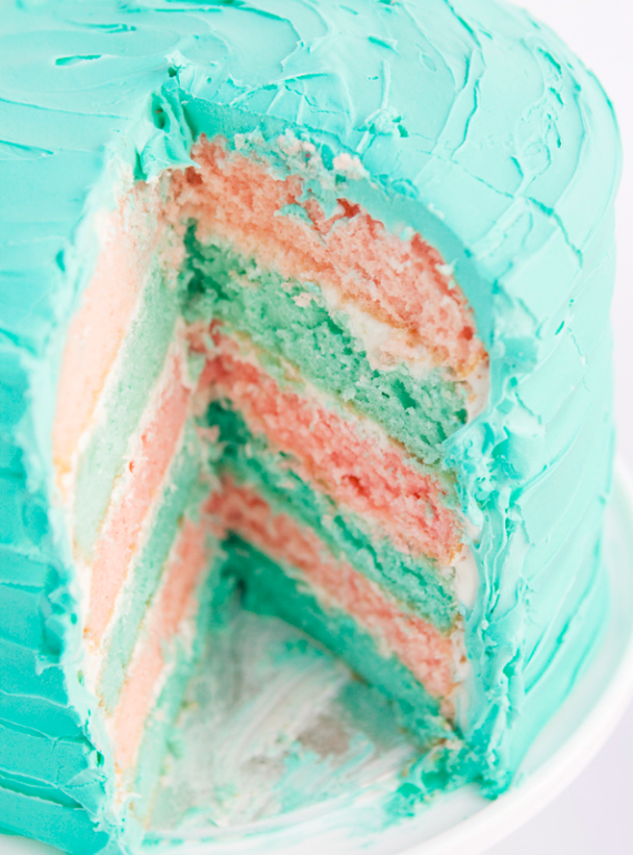 mint and pink cake