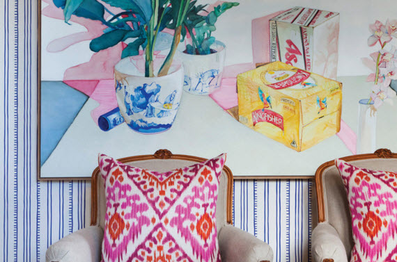 pink+orange ikat pillows