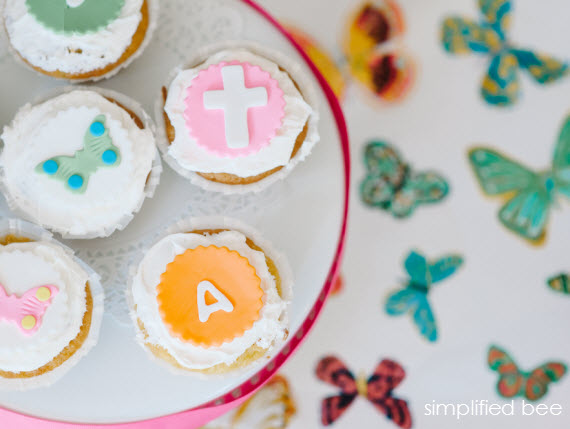 butterfly, initial andcross cupcake toppers