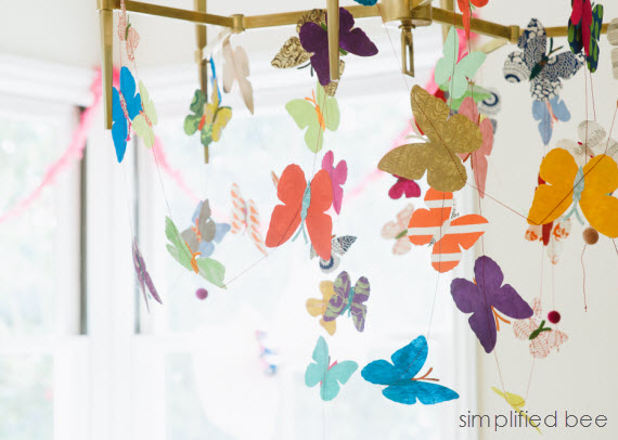 butterfly garland from recycled paper - fiesta ideas