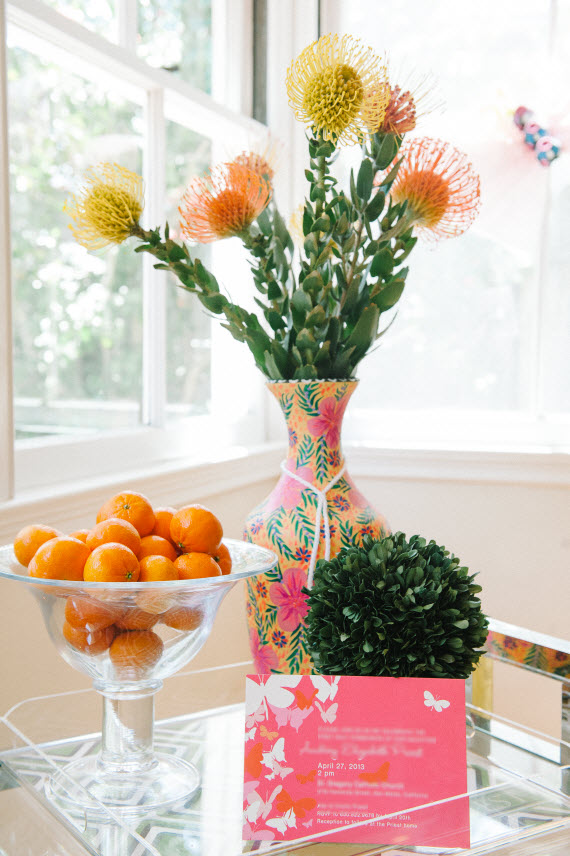 mexican pottery, flowers and tangerines - fiesta ideas
