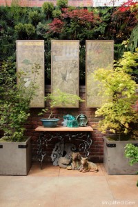 original Japanese painting - Garden Courtyard - San Francisco Decorator Showcase