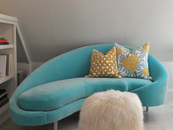 turquoise modern chaise - Writer's Retreat by Kriste Michelini
