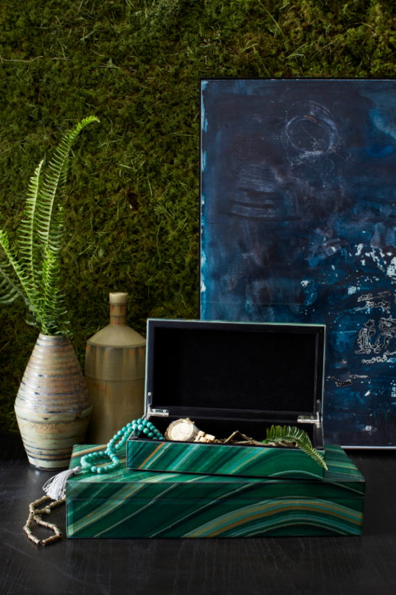 malachite storage and jewerly boxes