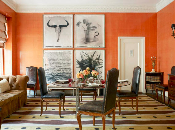 Tom Scheerer Decorates - orange dining  room