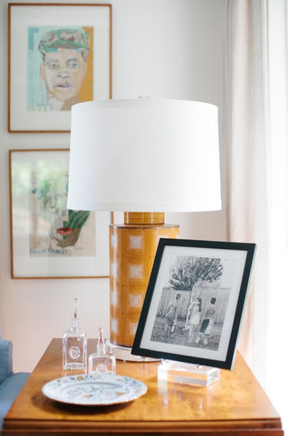 sofa side table lamp and artwork - Collins Interiors