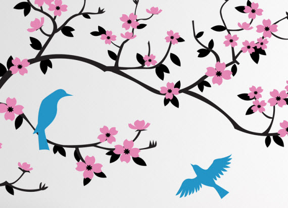 cherry blossom tree wall decal & Cherry Walls Giveaway