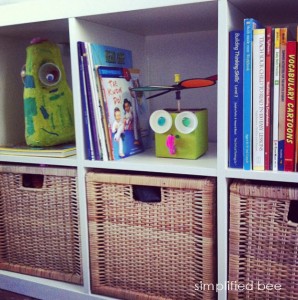 kids playroom with Ikea shelving - Simplified Bee