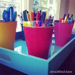 organized craft supplies on a tray - Simplified Bee