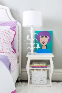 teen girls bedroom bedside table
