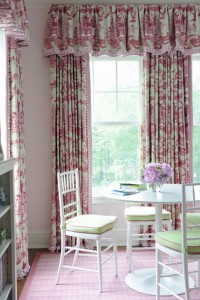 toile window treatment - girl's bedroom - Kerry Hanson Design