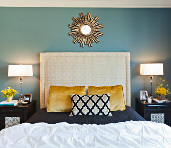turquoise and gold bedroom design