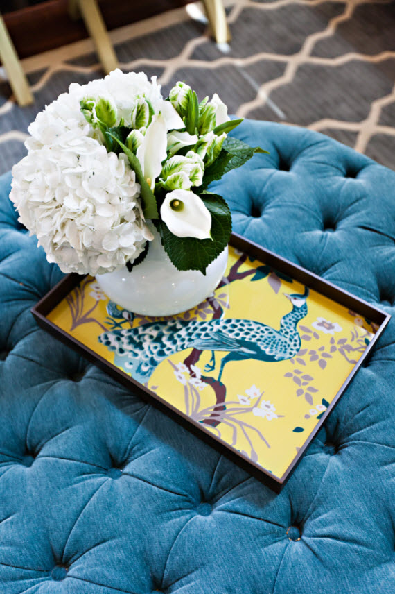 turquoise tufted ottoman