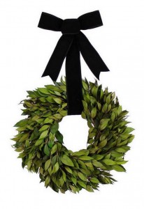 myrtle wreath with black velvet bow