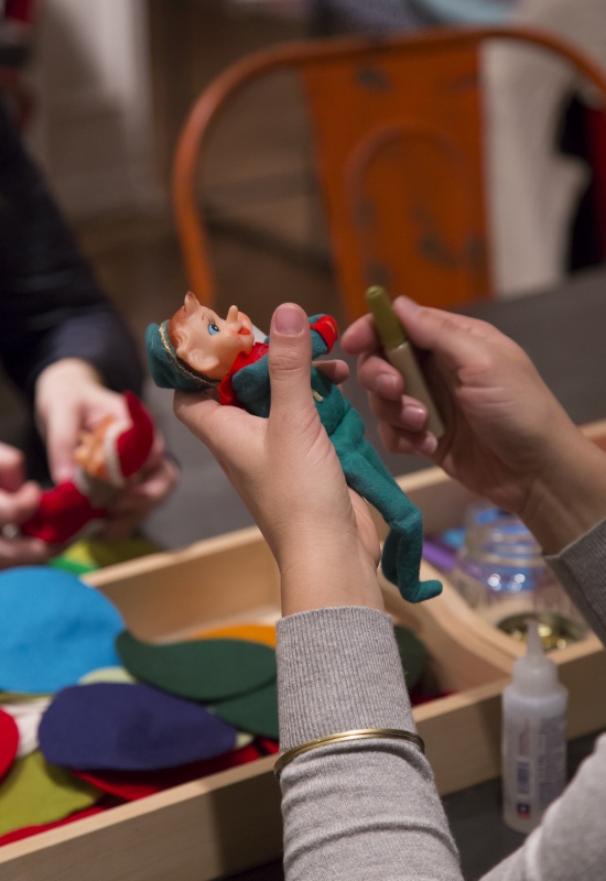 vintage elf-on-a-shelf decorating - Land of Nod Holiday Party