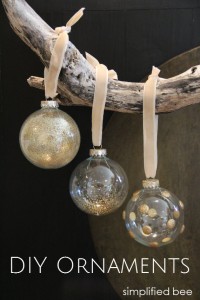 DIY gold+glitter glass ornaments - simplified bee