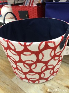 red & white baseball storage bin #baseball