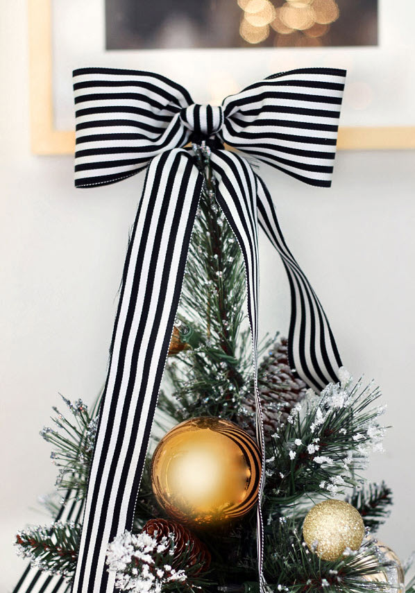 black and white ribbon for Christmas tree