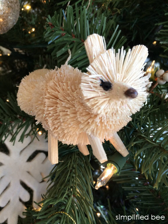 bottle brush fox ornament - christmas tree