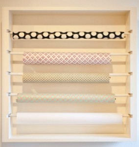 multi-purpose laundry room with custom gift wrap station