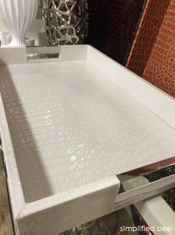 faux croc tray in white - simplified bee