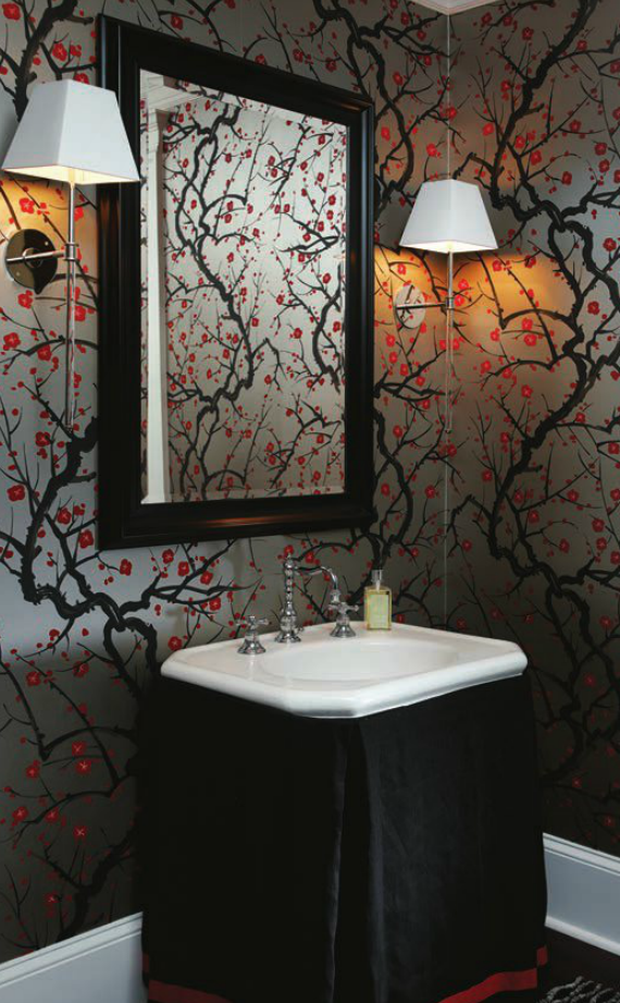 chinoiserie wallpaper in bathroom