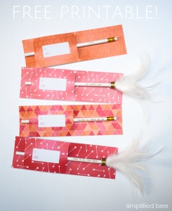 free valentines day printable for pencils - simplified bee