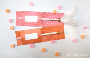 free valentine's day printable for pencil - simplified bee
