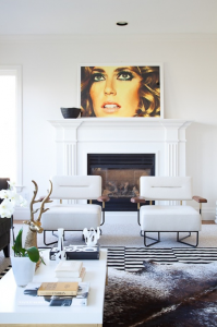 chic black and white living room