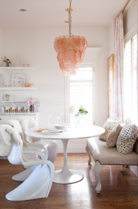mid-century modern meets glam kitchen nook