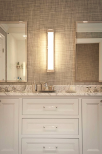 bathroom vanity with lucite pulls