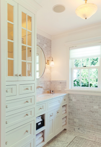 bathroom vanity with tower cabinet