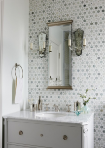 gray and white bathroom vanity