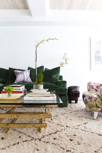 green velvet sofa - living room - lilly bunn #green