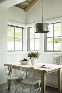 kitchen nook with corner windows
