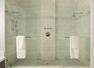 large marble shower for two