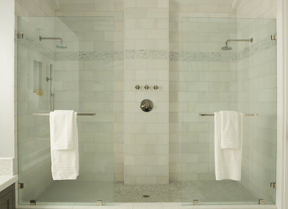 large marble shower for two