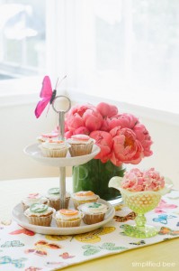 LuLu DK butterfly table runner and pink peonies // fiesta ideas